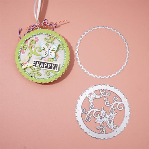 Inloveartshop Circle Frame & Hollow Circle Butterfly Frame Cutting Dies