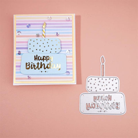 Inloveartshop Classic Double Happy Birthday Cake Cutting Dies