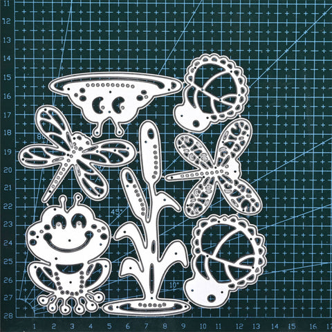 Inlovearts Frog, Dragonfly and Lotus Leaf Cutting Dies