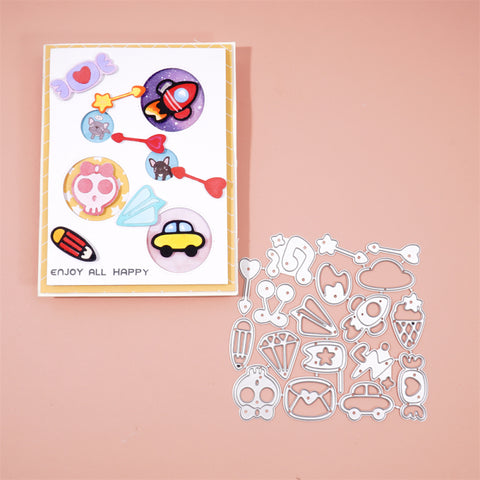 Inlovearts 18 Pcs Cute Decor Dies Kits