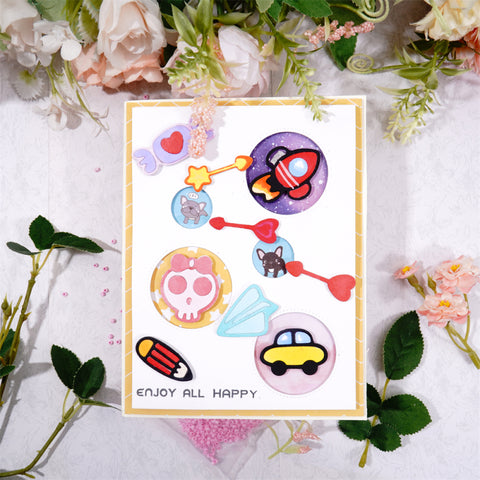 Inlovearts 18 Pcs Cute Decor Dies Kits