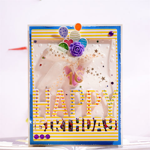 Inlovearts Square Border Cutting Dies with "Happy Birthday" Word