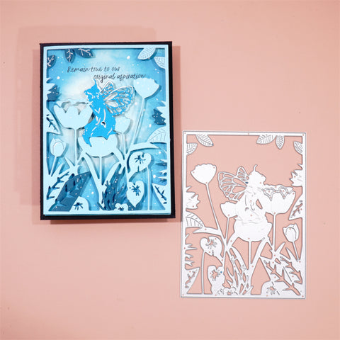 Inlovearts Flower Fairy Rectangle Background Cutting Dies