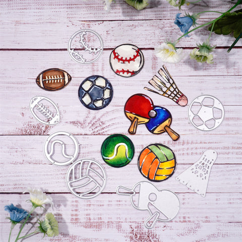 Inlovearts 7pcs Ball Sports Equipment Cutting Dies