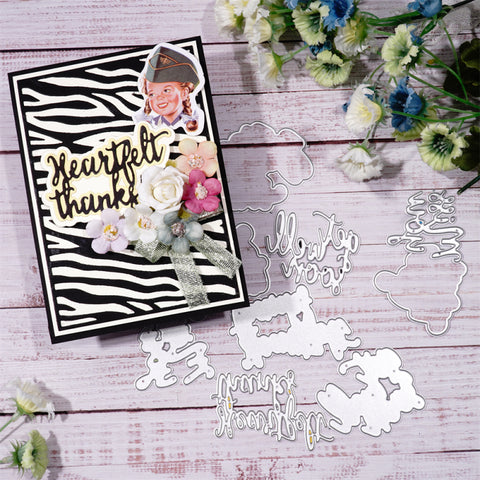 Inlovearts Warm Heart Words with Background Cutting Dies