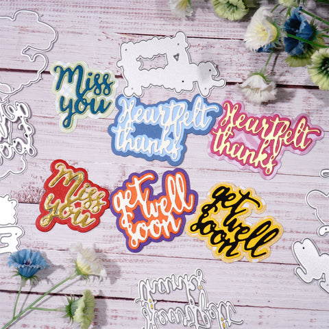 Inlovearts Warm Heart Words with Background Cutting Dies