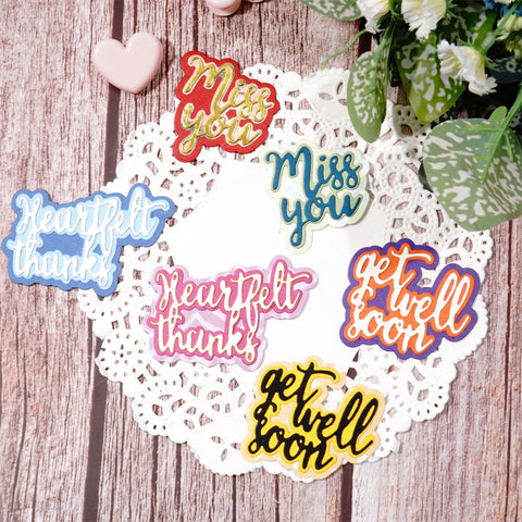 Inlovearts Warm Heart Words with Background Cutting Dies