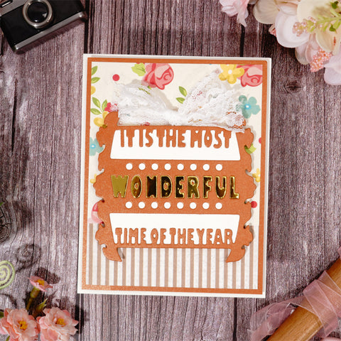 Inlovearts 3pcs Warm Heart Words with Background Cutting Dies
