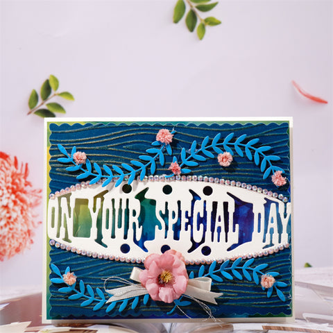 Inlovearts 3pcs Warm Heart Words with Background Cutting Dies