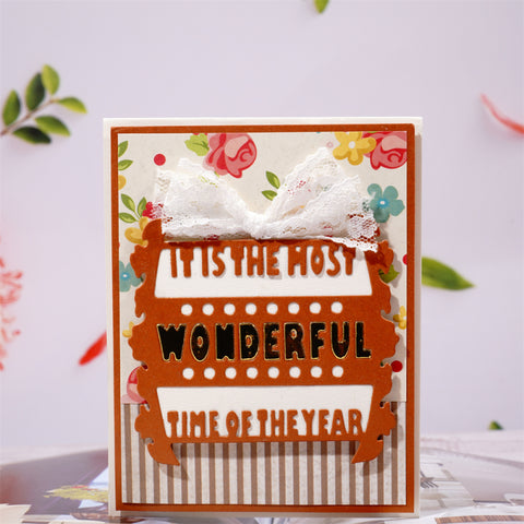Inlovearts 3pcs Warm Heart Words with Background Cutting Dies
