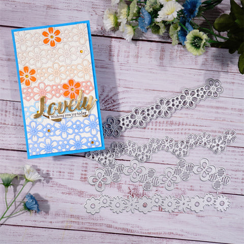 Inlovearts 4pcs Flower Border Cutting Dies