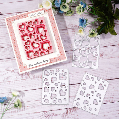 Inlovearts 3 Pcs Combined Heart Background Dies Set