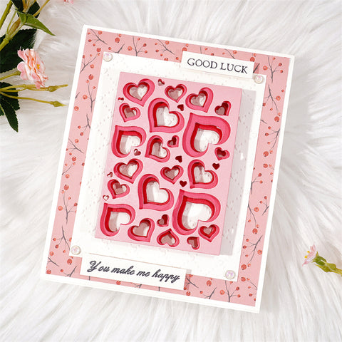 Inlovearts 3 Pcs Combined Heart Background Dies Set