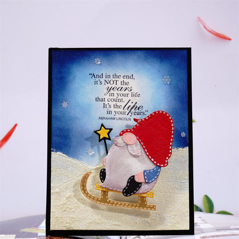 Gnome Holding a Star Magic Wand on Sled Cutting Dies