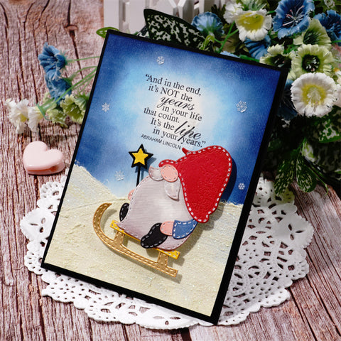 Gnome Holding a Star Magic Wand on Sled Cutting Dies