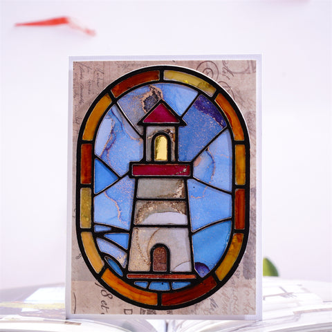 Inlovearts Lighthouse Oval Background Cutting Dies