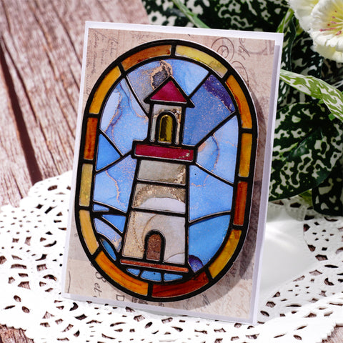 Inlovearts Lighthouse Oval Background Cutting Dies