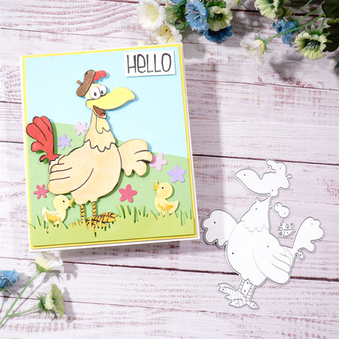 Inlovearts Cartoon Chicken Rooster Cutting Dies