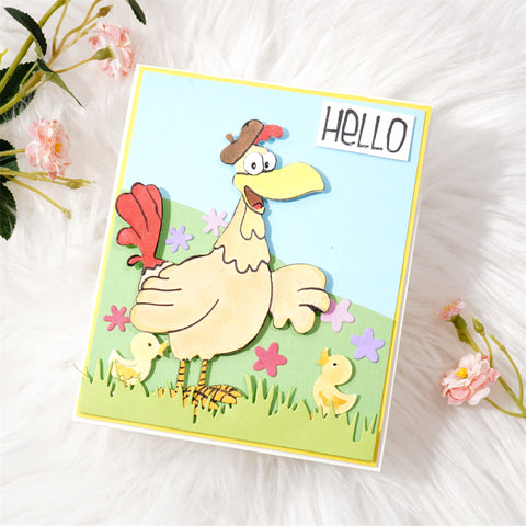 Inlovearts Cartoon Chicken Rooster Cutting Dies