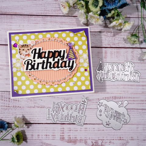 Inlovearts 3pcs "Happy Birthday" Word Metal Cutting Dies
