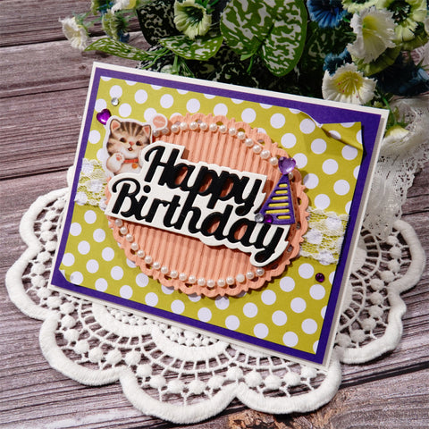 Inlovearts 3pcs "Happy Birthday" Word Metal Cutting Dies
