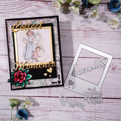 Inlovearts Photo with "Collect Moments" Word Cutting Dies