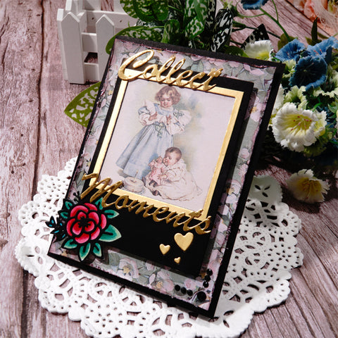 Inlovearts Photo with "Collect Moments" Word Cutting Dies