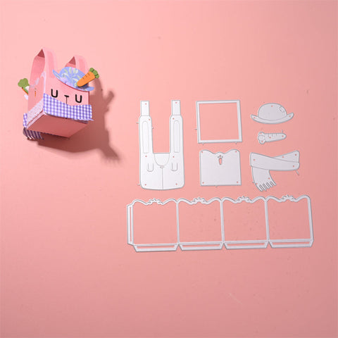 3D Cute Rabbit with Carrot Hat Box Cutting Die