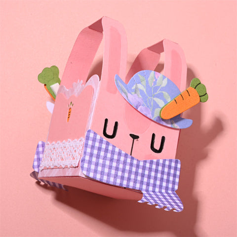 3D Cute Rabbit with Carrot Hat Box Cutting Die