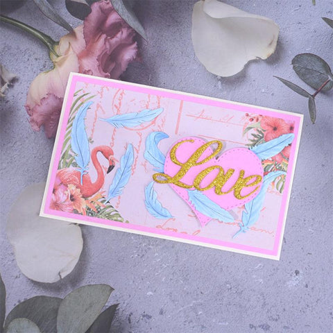 Inloveartshop Feathers and Heart Shape Frame Valentines Theme Cutting Dies