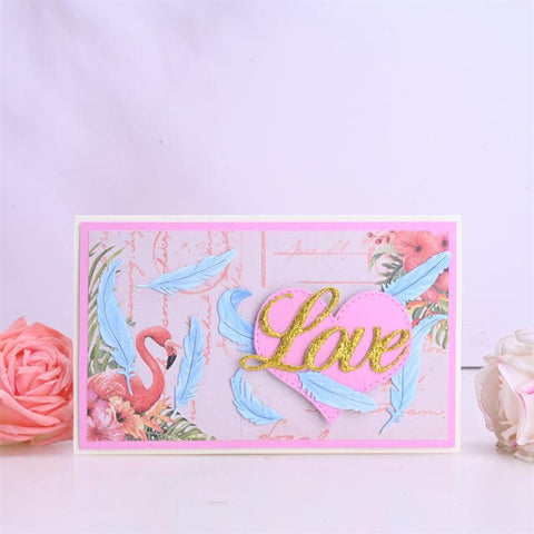 Inloveartshop Feathers and Heart Shape Frame Valentines Theme Cutting Dies