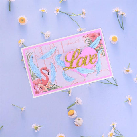 Inloveartshop Feathers and Heart Shape Frame Valentines Theme Cutting Dies