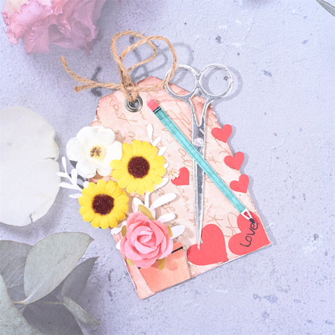 Inloveartshop Scissors, Pencils and Heart Frame Tag and Decoration Cutting Dies