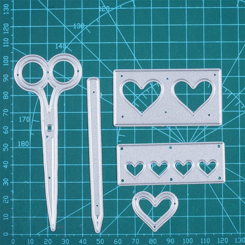 Inloveartshop Scissors, Pencils and Heart Frame Tag and Decoration Cutting Dies