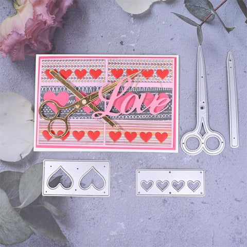 Inloveartshop Scissors, Pencils and Heart Frame Tag and Decoration Cutting Dies