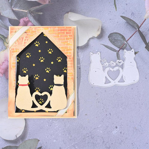 Inloveartshop Heart-to-heart Cat Couple Border Cutting Dies