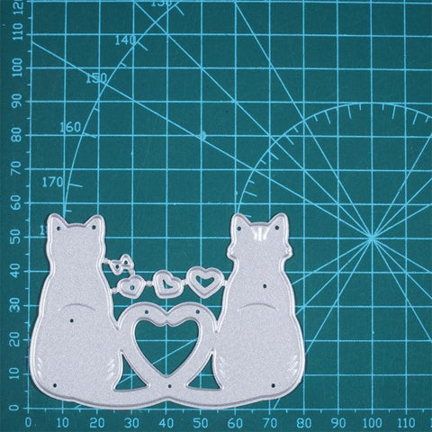 Inloveartshop Heart-to-heart Cat Couple Border Cutting Dies