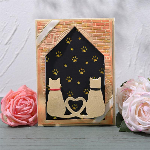 Inloveartshop Heart-to-heart Cat Couple Border Cutting Dies