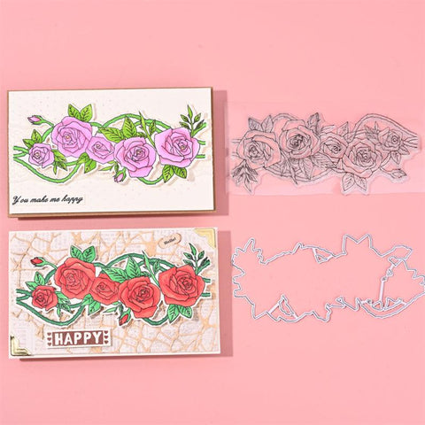 Inloveartshop Stylish Rose Bush Dies with Stamps