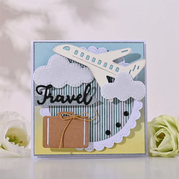 Exquisite Cutting Dies Relevant to Traveling : Airplane, Suitcase, and Travel Word Dies - Inlovearts