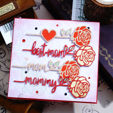 Inlovearts Rose with Word Cutting Dies