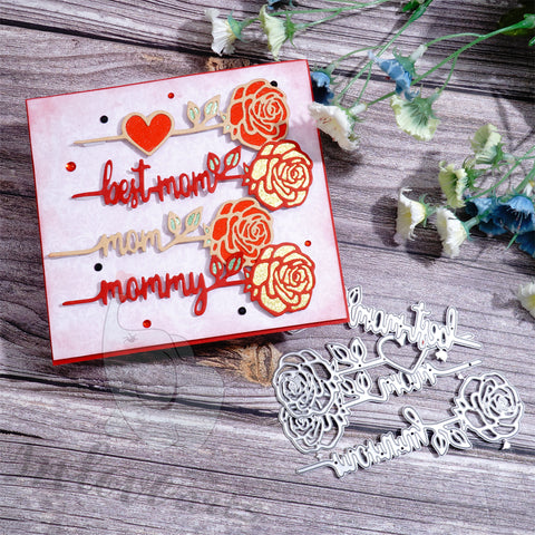 Inlovearts Rose with Word Cutting Dies