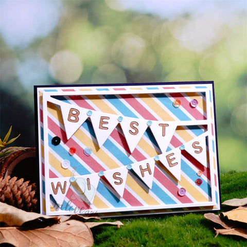 Inlovearts "BEST WISHES" Flag Background Board Cutting Dies