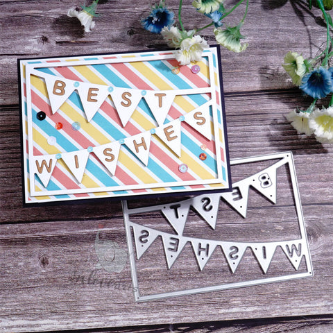 Inlovearts "BEST WISHES" Flag Background Board Cutting Dies