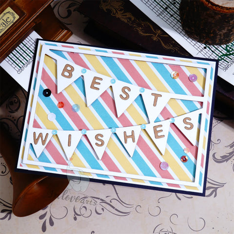 Inlovearts "BEST WISHES" Flag Background Board Cutting Dies