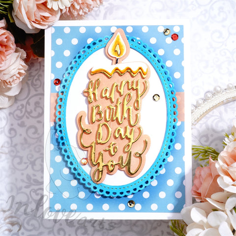 Inlovearts Candle with Birthday Word Cutting Dies