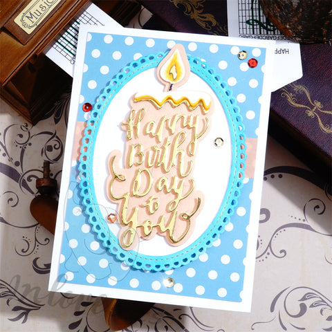 Inlovearts Candle with Birthday Word Cutting Dies