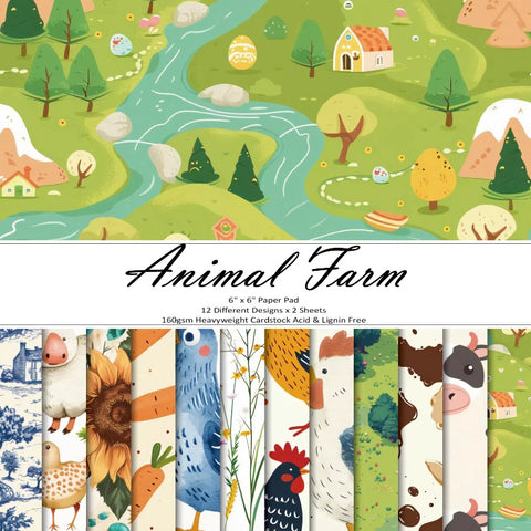 24PCS 6" Animal Farm Scrapbook & Cardstock Paper