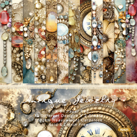 24PCS 6" Antigue Jewelry Scrapbook & Cardstock Paper