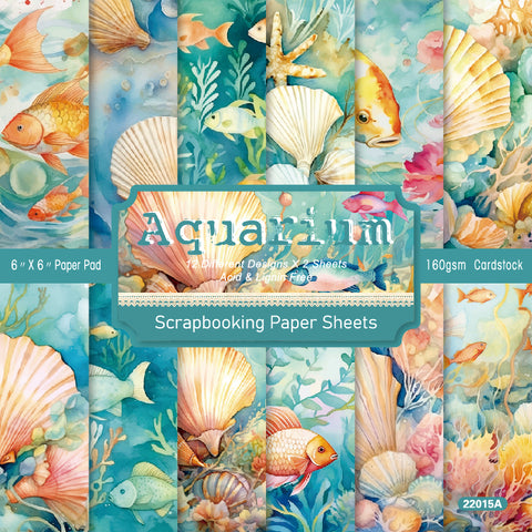 24PCS 6" Aquarium Scrapbook & Cardstock Paper